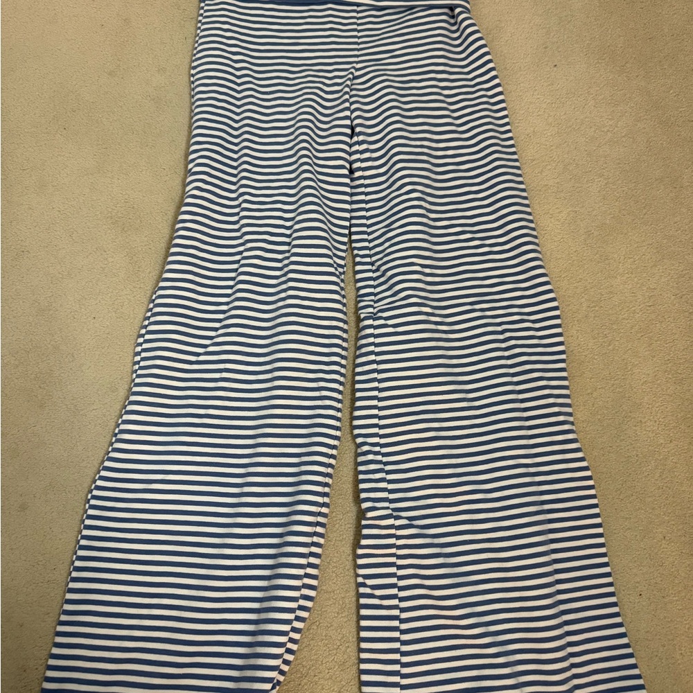 Edikted Blue and White Striped Wide Leg Pants